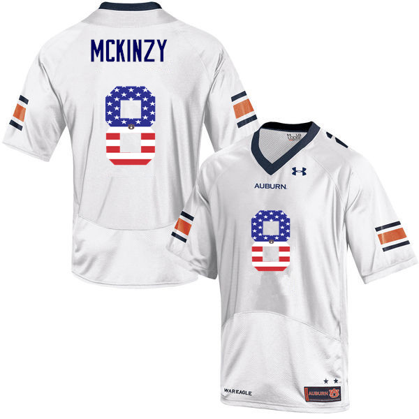 Men #8 Cassanova McKinzy Auburn Tigers USA Flag Fashion College Football Jerseys-White - Click Image to Close
